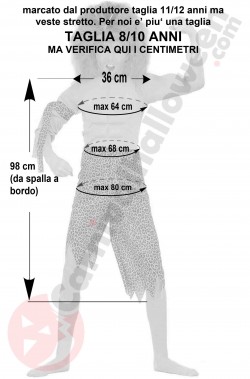 Misure del costume di Tarzan taglia 8 10 anni