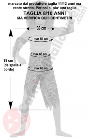 Misure del costume di Tarzan taglia 8 10 anni