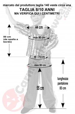 Misure costume di carnevale bambino marinaio taglia 8 10 anni