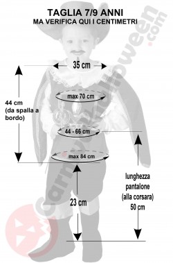 Misure costume da moschettiere bambino 7 9 anni