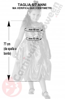 Misure del costume di Belle de La Bella e la Bestia taglia 5 6 anni