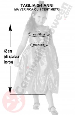 Misure del costume di Belle de La Bella e la Bestia taglia 3 4 anni
