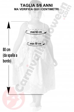 Misure del costume di carnevale Tiana taglia 5 6 anni