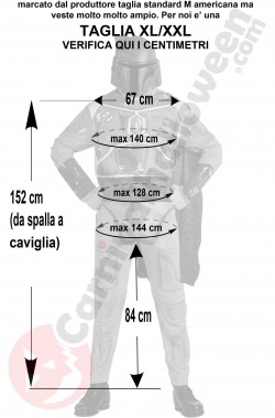 Misure del costume di Boba Fett adulto taglia XL XXL