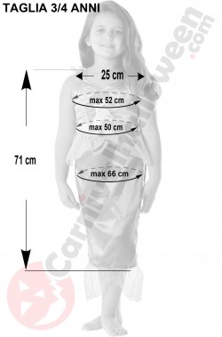 Misure del costume di Ariel la Sirenetta 3 4 anni