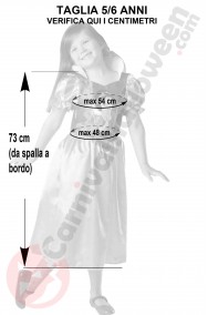 Misure del Costume di carnevale da Biancaneve bambina Classica Disney taglia 5 6 anni