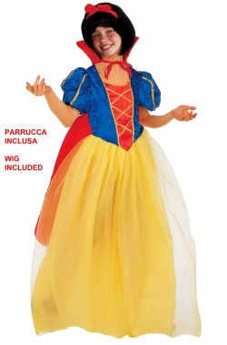 Costume di carnevale bambina biancaneve con parrucca