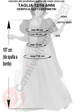 Misure del costume da Biancaneve taglia 12 14 anni