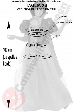 Misure del costume da Biancaneve taglia XS