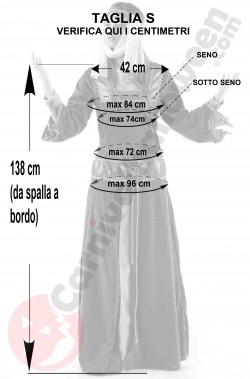 Misure del costume medievale da donna taglia S