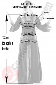 Misure del costume medievale da donna taglia S