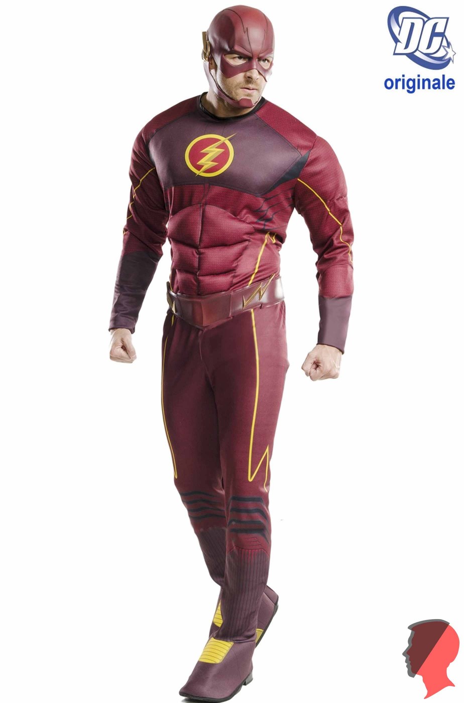 Costume di Flash con maschera di gomma
