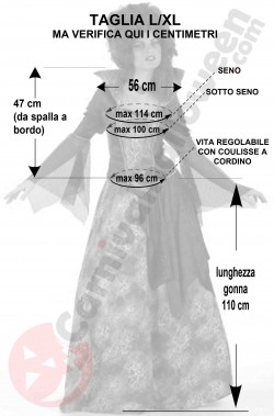 Misure costume veneziano donna bordeaux taglia grande