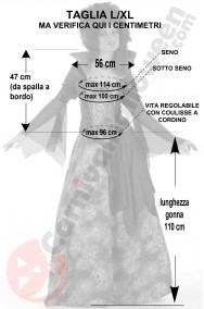 Misure costume veneziano donna bordeaux taglia grande