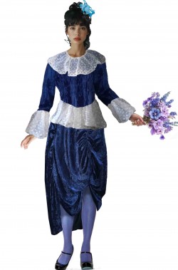 Costume dama 800 blu con pizzo