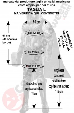 Misure del costume di Thor adulto imbottito