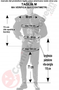 Misure costume medievale nero da uomo taglia M