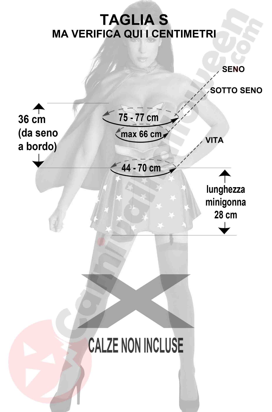 Misure costume di Wonder Woman taglia S