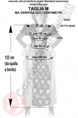 Misure del costume da Regina di Cuori Disney di Alice nel Paese delle Meraviglie