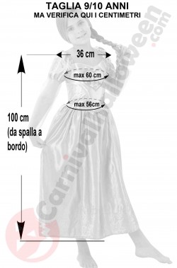 Misure del costume di Rapunzel Disney Bambina taglia 7 9 anni