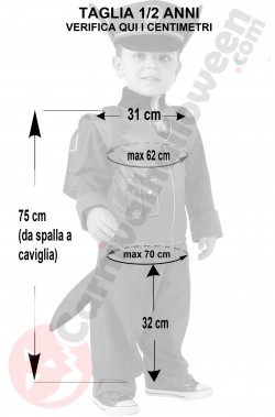 Misure del costume di carnevale Paw Patrol cagnolino Chase 1 2 anni