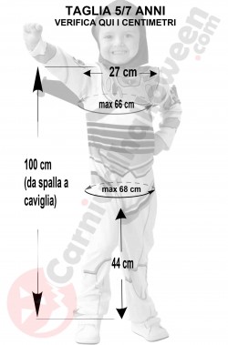 Misure del costume di Buzz Lightyear ti Toy Story bambino 5 7 anni
