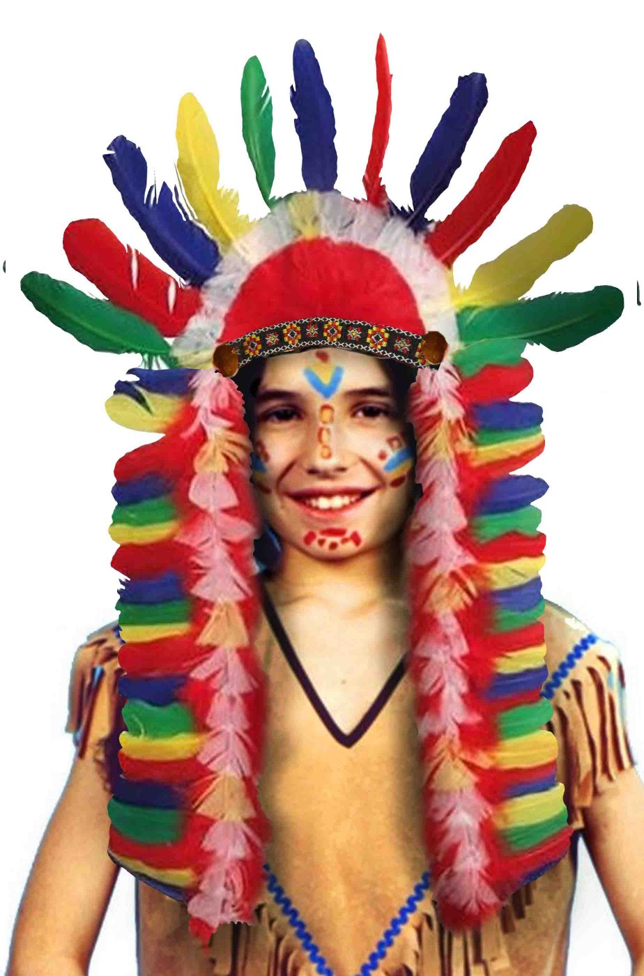 Copricapo con piume da indiano pellerossa lungo