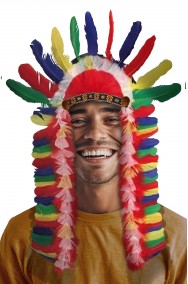 Copricapo da capo indiano con le piume colorate western