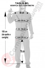 Misure del costume della casa di carta taglia M L