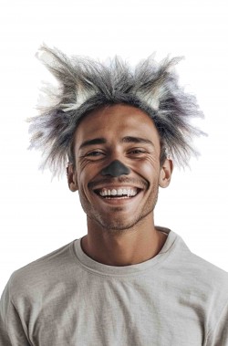 Orecchie da lupo grigio montate su cerchietto