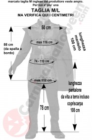 Misure costume medievale da arciere con mantello taglia M L