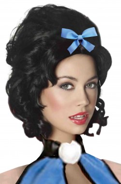 Parrucca acconciatura di Betty Rubble con fiocco azzurro