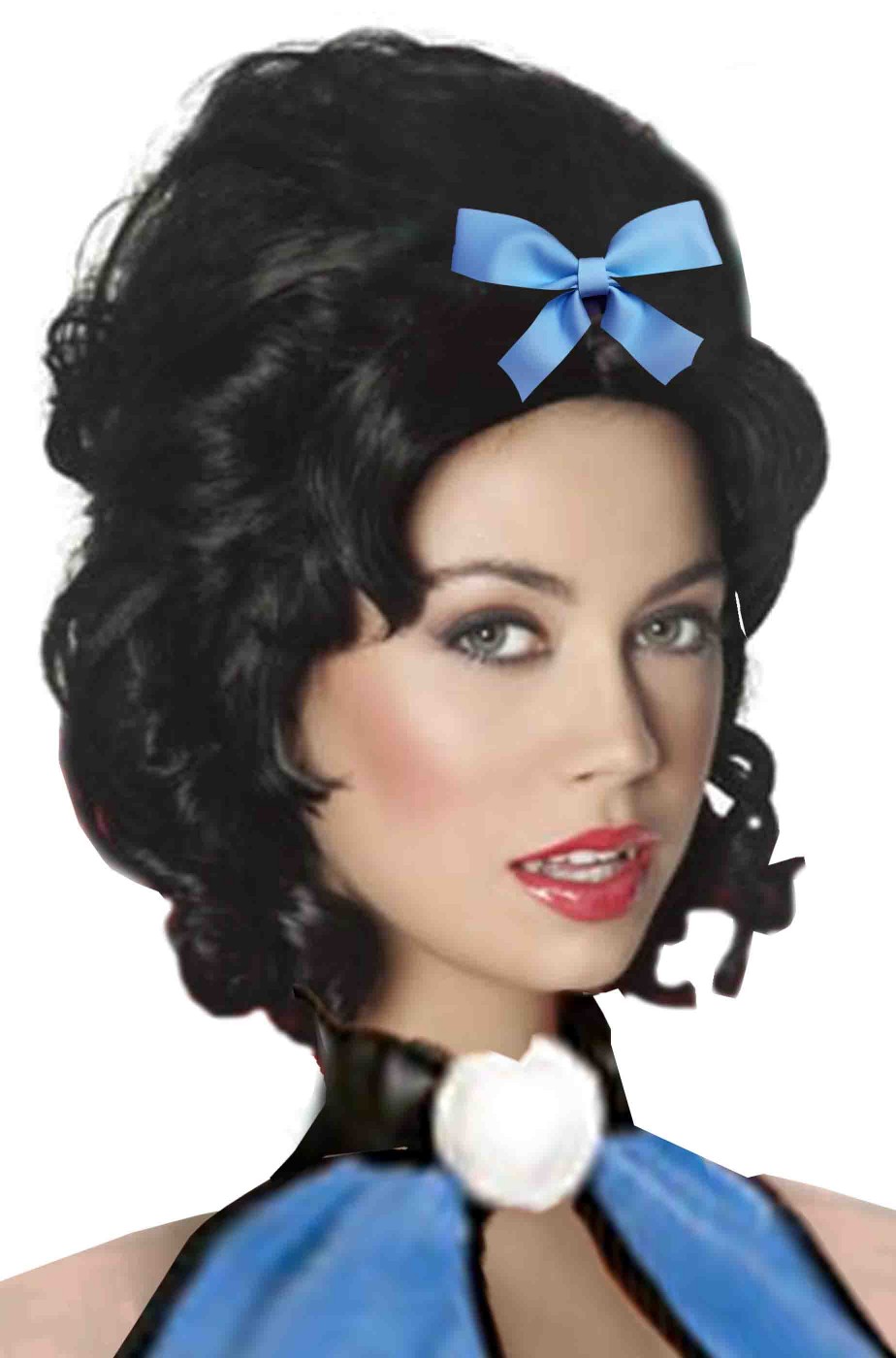 Parrucca acconciatura di Betty Rubble con fiocco azzurro