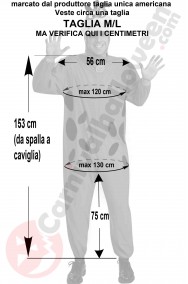 Misure del costume di Dino dei Flintstones adulto taglia M L