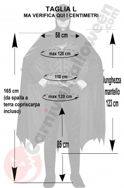 Misure del costume di Batman taglia L