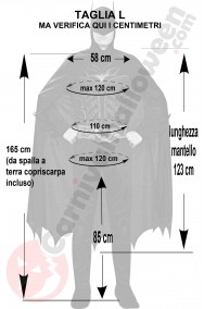Misure del costume di Batman taglia L