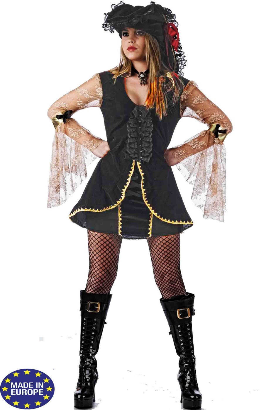 Costume Pirata donna Corsara dei Caraibi con veli bellissimo.