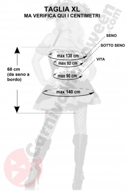 Misure del costume da piratessa taglia grande con teschio XL