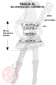 Misure del costume da piratessa taglia grande con teschio XL