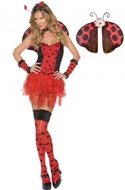 Costume di carnevale donna Coccinella bella rosso e nero lady bug
