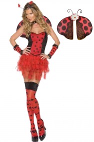 Costume di carnevale donna Coccinella bella rosso e nero lady bug