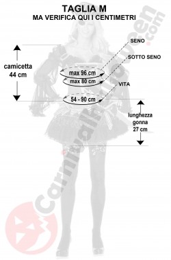 Misure del costume da piratessa corsara nera taglia M