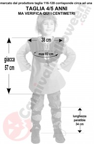 Misure del costume da vichingo o da indiano bambino taglia 4 5 anni