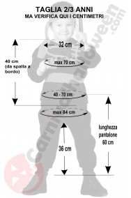 Misure costume di carnevale da bambino ninja 2 3 anni