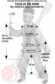 Misure del costume carnevale Bambino Indiano Sioux 5 6 anni