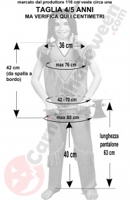 Misure costume di Carnevale da indiano bambino 4 5 anni