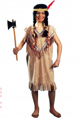 Costume carnevale Bambina Indiana marrone