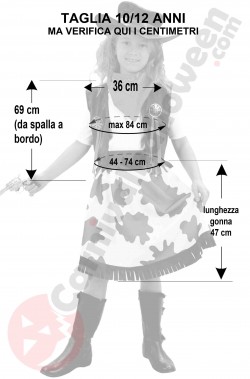 Misure costume cowgirl bambina 10 12 anni