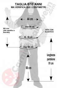 Misure del costume di carnevale da indiano bambino 8 10 anni