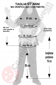 Misure del costume di carnevale da indiano bambino 5 7 anni